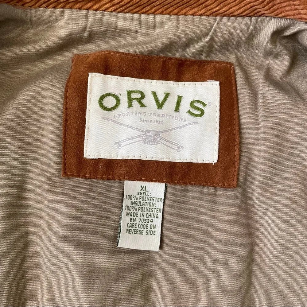 Orvis Mens Vest Brown Burnt Amber Sueded Polyester Corduroy Collar Size XL - Picture 3 of 8